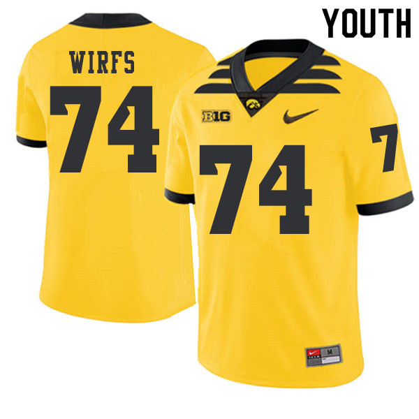 2019 Youth #74 Tristan Wirfs Iowa Hawkeyes College Football Alternate Jerseys Sale-Gold